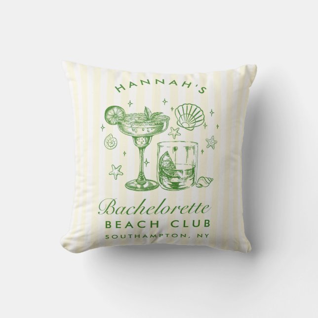Coussin Enterrement de vie de jeune fille rayures vertes e (Recto)