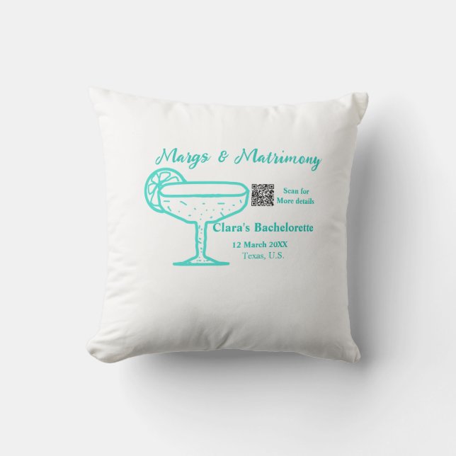 Coussin enterrement de vie de jeune fille Turquoise Margs  (Recto)