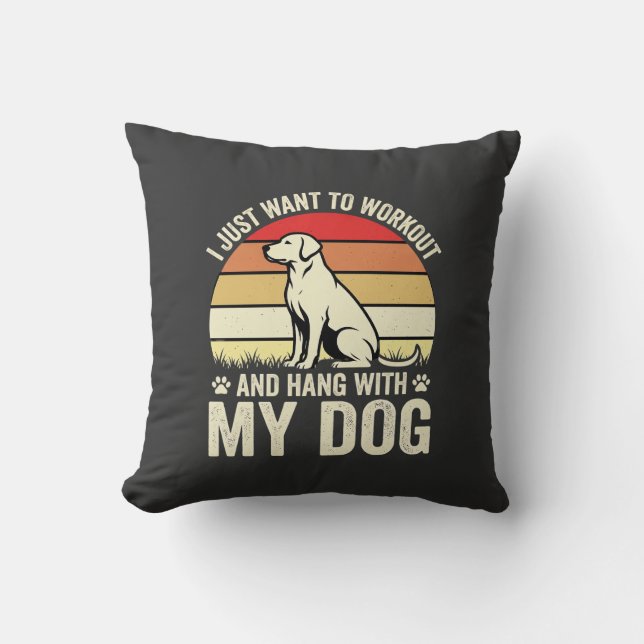 Coussin Entraînement avec mon chien Coucher de soleil rétr (Recto)