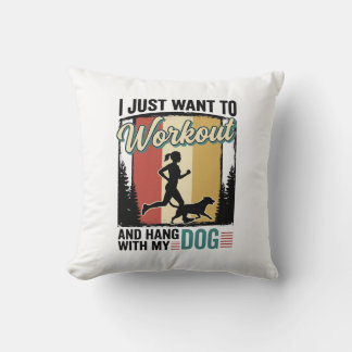 Coussin Entraînement avec mon chien Design de t-shirt vint
