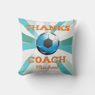 Coussin Entraîneur de Football Merci, Orange sur Sarcelle,