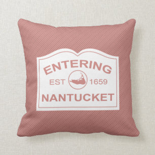 Coussin Entrée de l'île Nantucket, Est 1659 avec carte