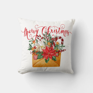 Coussin Enveloppe florale de Noël joyeux