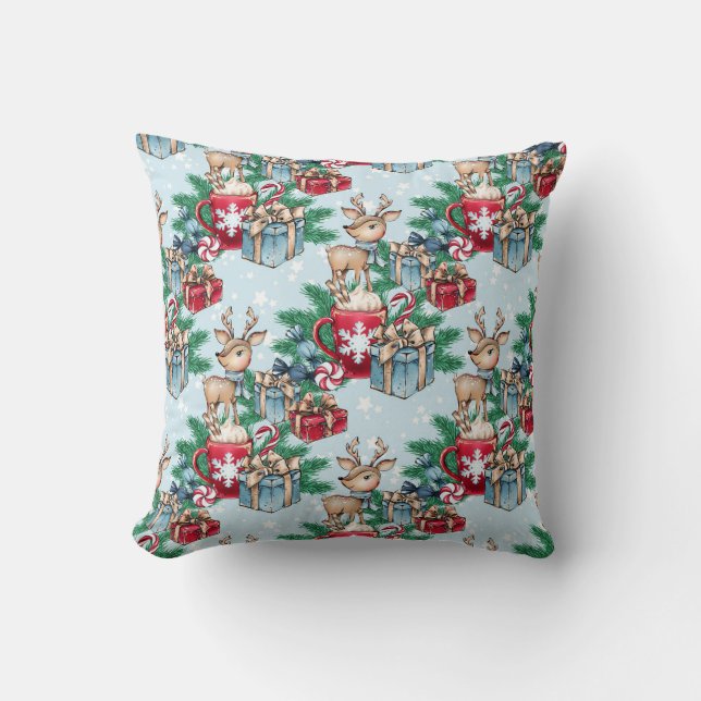 Coussin Enveloppé présente hiver Thème Noël Cerf (Recto)