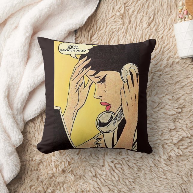 Coussin Envoyer juste Chocolat Vintage BD art (Couverture)