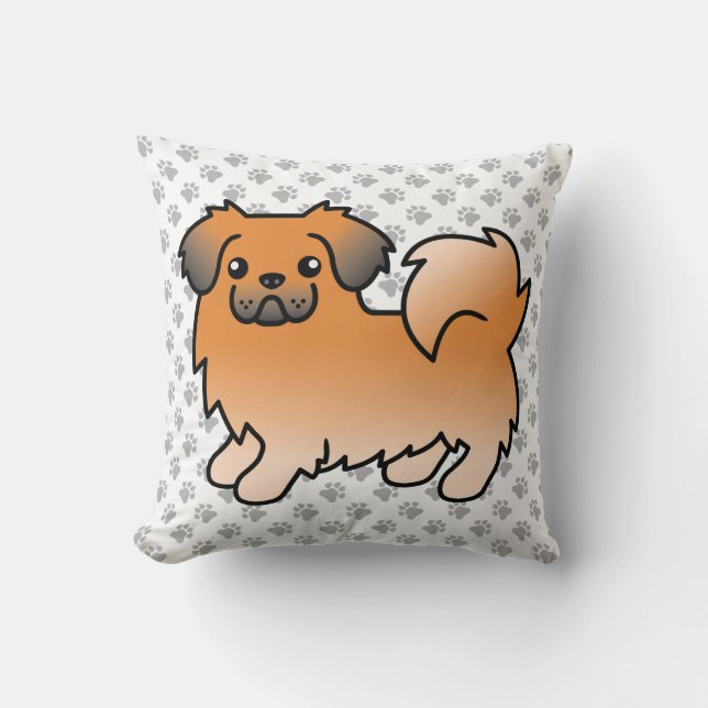 Coussin Épagneul tibétain couleur sable rouge Chien de des (Recto)