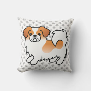 Coussin Épagneul tibétain parti-coloré rouge Chien et patt