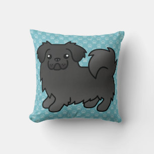 Coussin Épaniel tibétain noir Chien de dessin animé