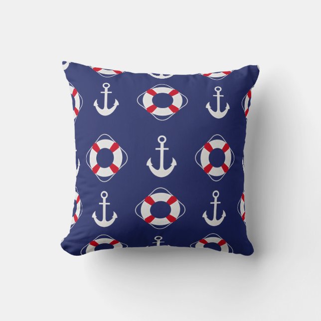 Coussin Épargne-vie et Ancres Motif nautique (Recto)