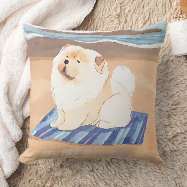 Coussin Épervier de SABLE N'SEA CREAM et de Chow-Chow roug (Couverture)