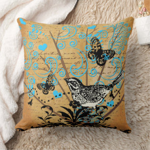 Coussin Ephemera Bright Modern Tree Bird Papillon Vintage