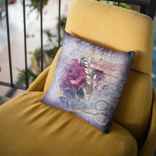 Coussin Ephémère Florale Rose Rouge Décor