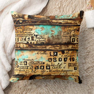Coussin Ephémère vintage Collage de vieux billets