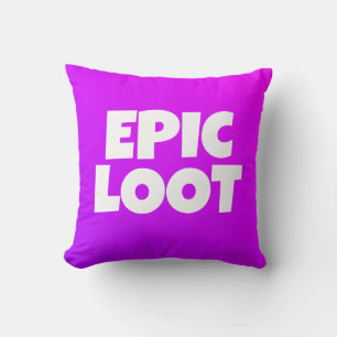 Coussin Epic Loot Gamer Enfants Neon Purple Texte Slogan