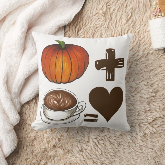 Coussin Épice citrouille + Latte de café = Coeur d'amour (Couverture)