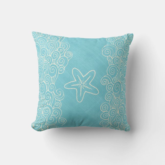 Coussin Epilateur à jetons Starfish seastar et crème bleu  (Recto)