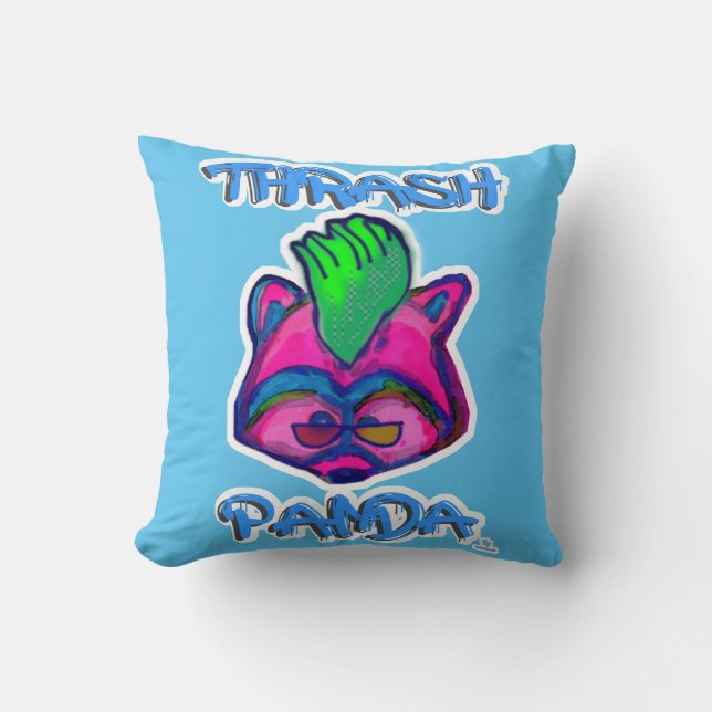Coussin Épique Thrash Panda Art Toon Punk Raton Laveur (Recto)