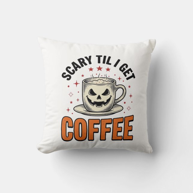 Coussin Épouvantable jusqu'au café Vintage Halloween Café  (Recto)
