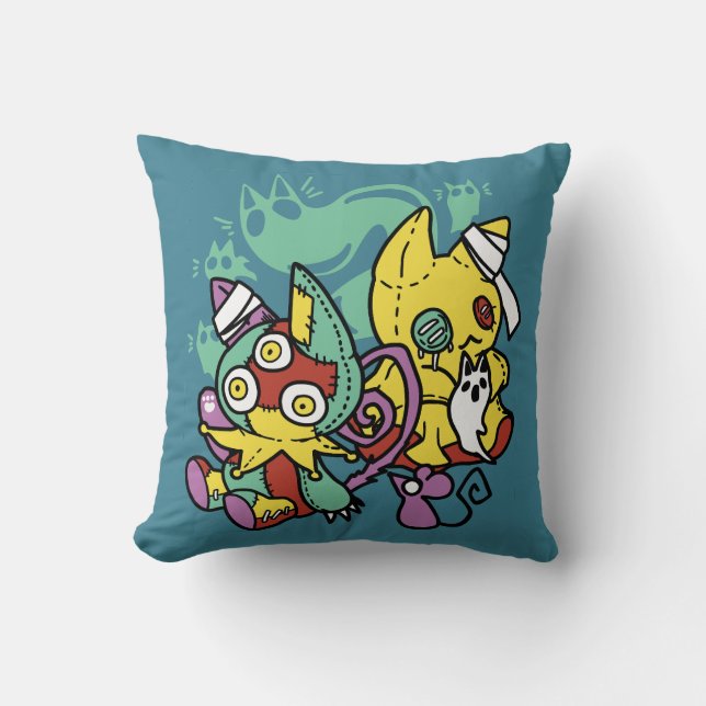 Coussin Épouvantablement mignon | Chats monstrueux Hallowe (Recto)