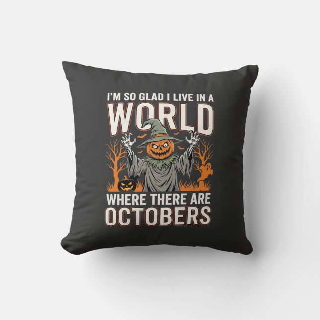 Coussin Épouvantail de citrouille d'Halloween Monde d'octo (Recto)