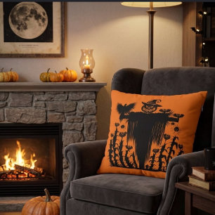 Coussin Épouvantail de Halloween gothique effrayant Citrou