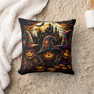 Coussin Épouvantails d'Halloween éffrayants avec citrouill