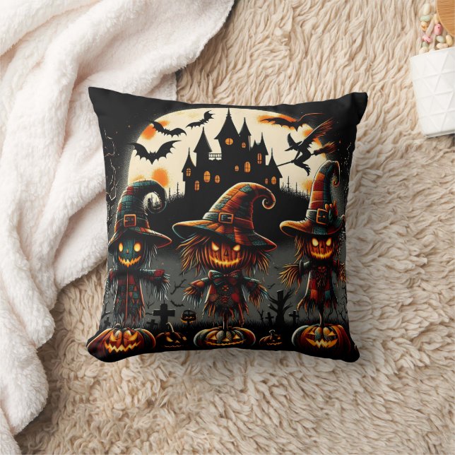 Coussin Épouvantails éffrayants d'Halloween gardant le cim (Couverture)