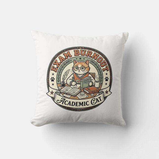 Coussin Épuisement professionnel Examen Chat Académique Ép (Recto)
