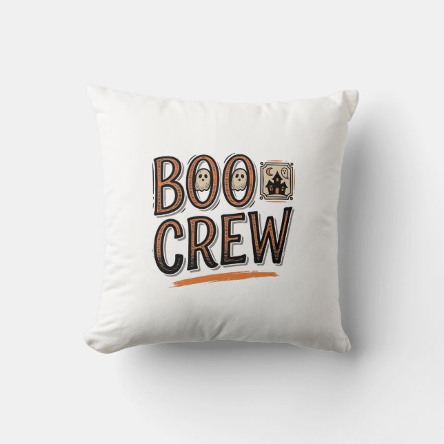 Coussin Équipage Boo Modèle de chemise gravé Halloween vin (Recto)
