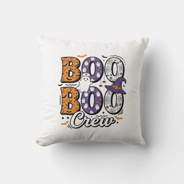 Coussin Équipe Boo infirmière Halloween conception de t-sh (Recto)