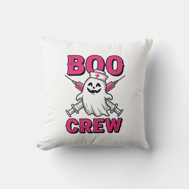 Coussin Équipe Bouh Infirmière Fantôme Halloween Conceptio (Recto)