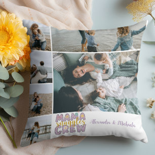 Coussin Équipe Câlin Maman Floral 6 Collage Photo