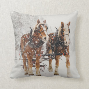 Coussin Équipe de Belgique de cheval Wintery Christmas Sce