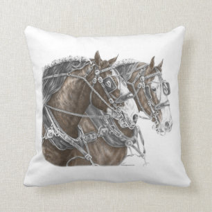 Coussin Équipe de cheval de trait de Clydesdale