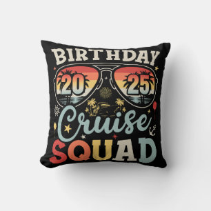 Coussin Équipe de croisière d'anniversaire 2025 tenue de f