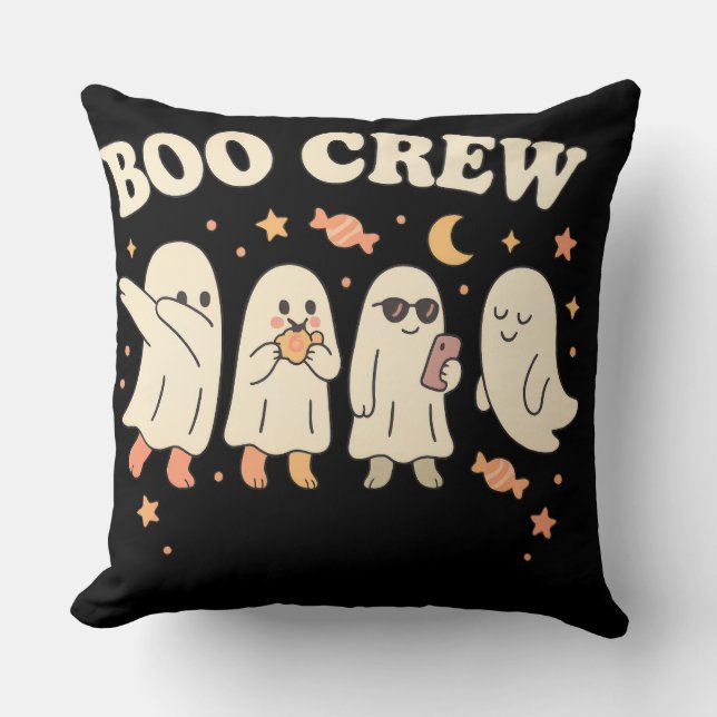 Coussin Équipe de fantômes mignons pour Halloween drôle (Recto)