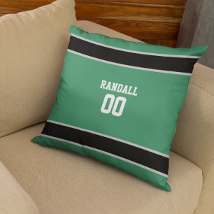Coussin Équipe de football verte et noire personnalisée