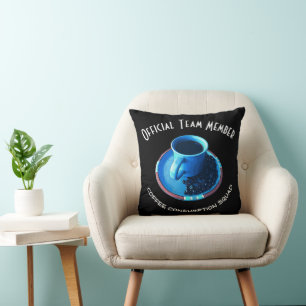 Coussin Équipe de la consommation de café   Coupe bleue et