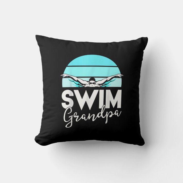 Coussin Équipe de natation Grand-père Papa nage Rencontrer (Recto)