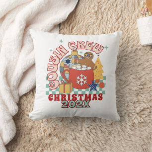 Coussin Équipe de Noël de cousins ​​rétro appariés pour en