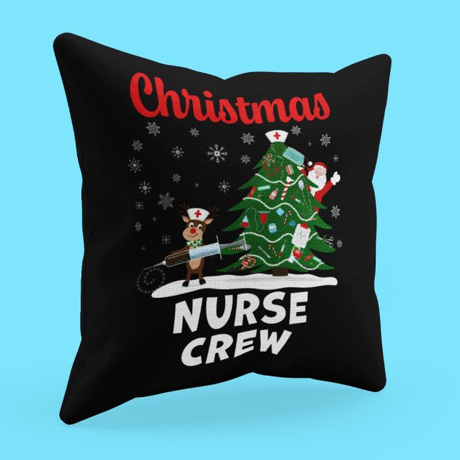 Coussin Équipe de Noël des infirmières avec le Père Noël e (Créateur téléchargé)