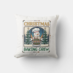 Coussin Équipe de pâtisserie de Noël Bonhomme de neige Che
