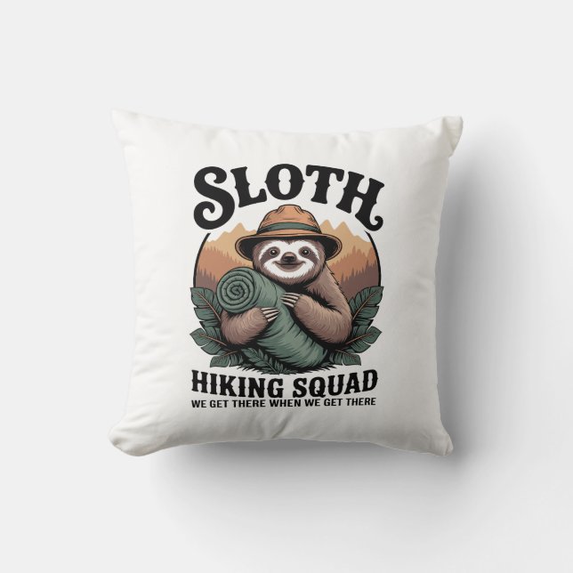 Coussin Équipe de randonnée de paresseux drôle de camping (Recto)