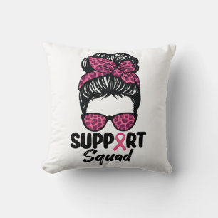 Coussin Équipe de soutien Nœud sale Guerrière rose Cancer 
