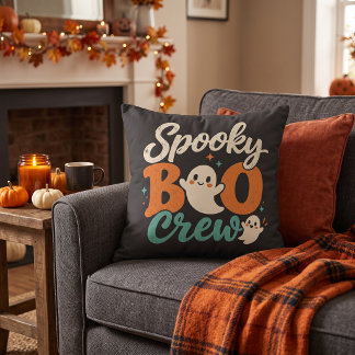 Coussin Équipe de Spooky Boo Rétro Fantôme Halloween