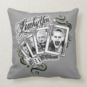 Coussin Équipe de suicide   Cartes de lecture "Lucky You"