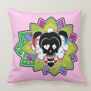 Coussin Équipe de suicide   Harley Quinn Crâne tatouage