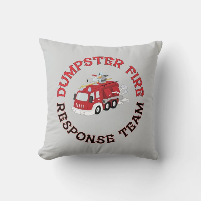 Coussin Équipe d'intervention en décharge enflammée (Recto)