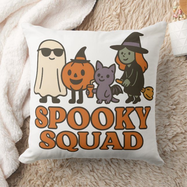 Coussin Équipe effrayante Chouette Sorcière Fantôme Chat C (Couverture)