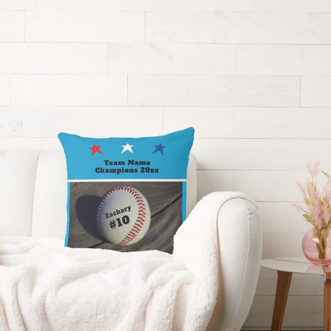Coussin Équipe Jeunesse Baseball Nom Numéro Étoiles (Canapé)